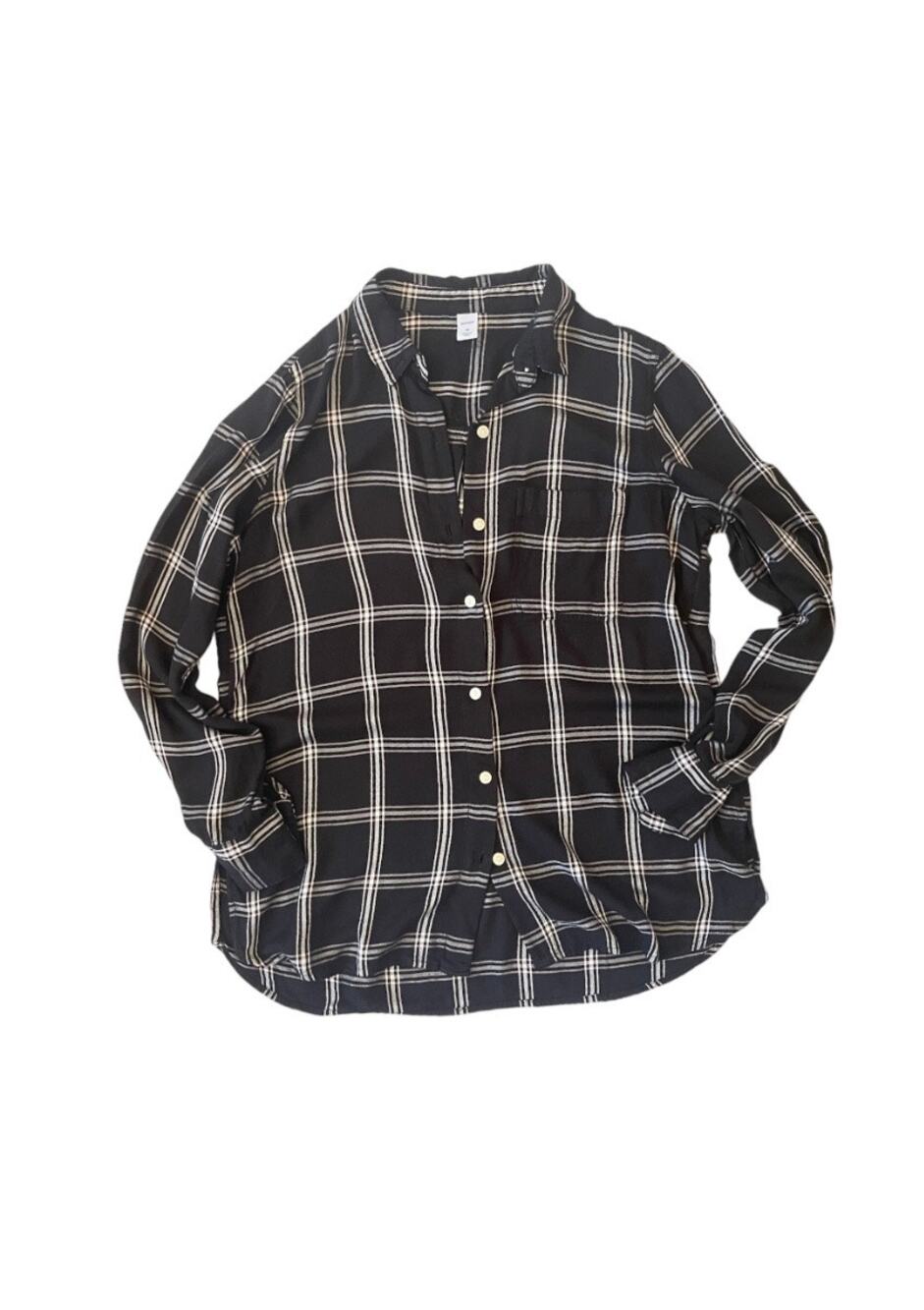 Old Navy Ladies Button Down Long Sleeve Plaid Shirt Medium